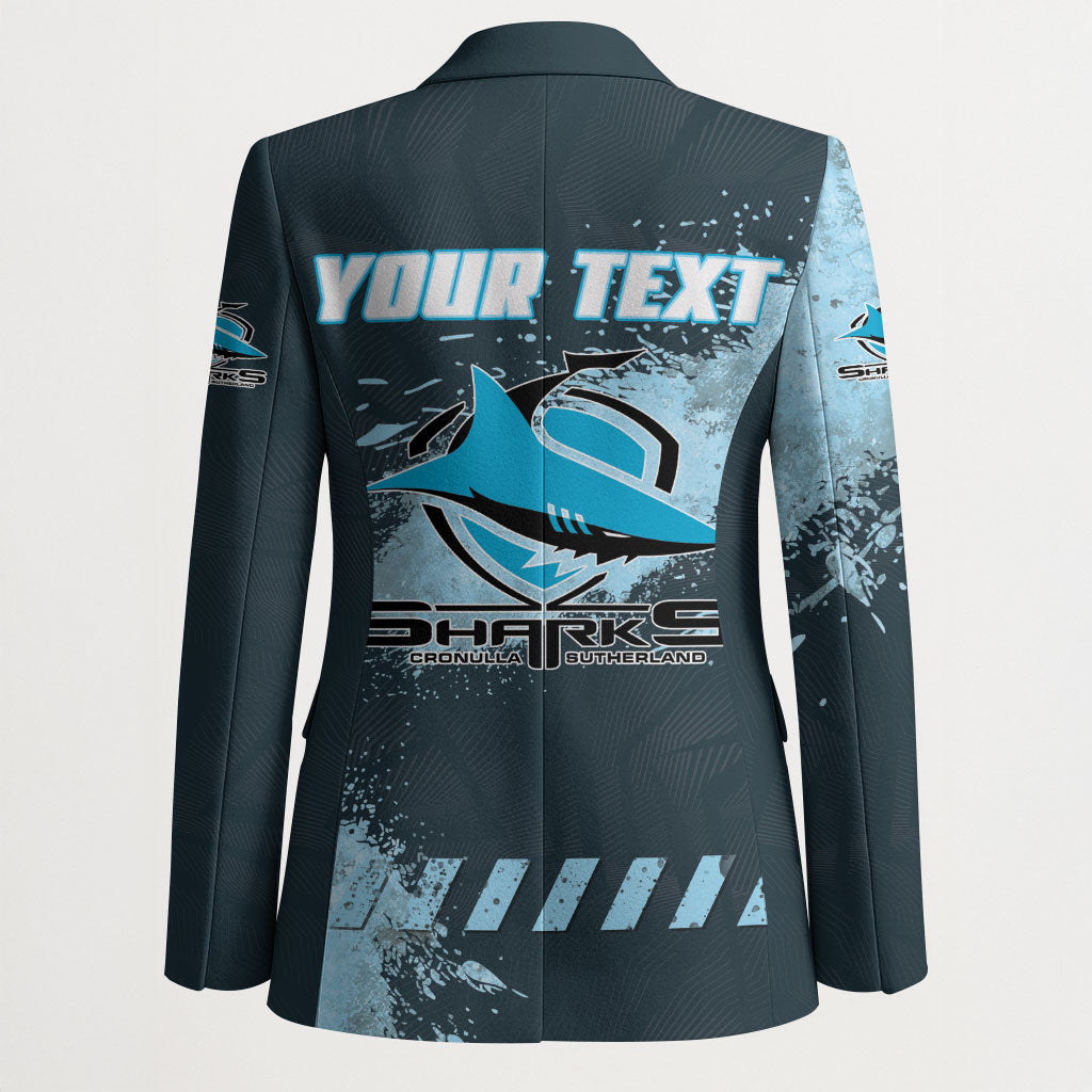 Personalised Cronulla Sutherland Sharks Rugby Blazer Sharkies Mascot - Sporty Splash Art Style