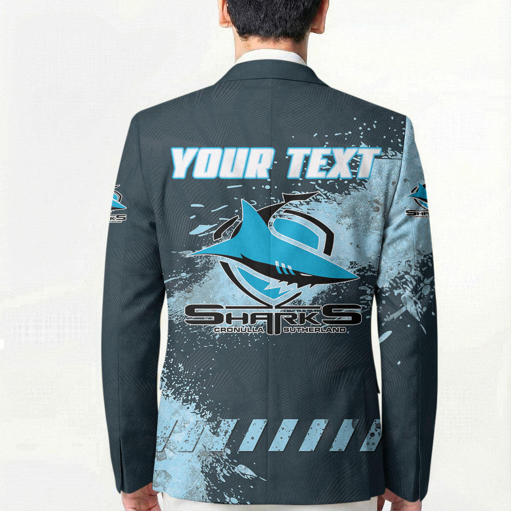 Personalised Cronulla Sutherland Sharks Rugby Blazer Sharkies Mascot - Sporty Splash Art Style