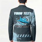 Personalised Cronulla Sutherland Sharks Rugby Blazer Sharkies Mascot - Sporty Splash Art Style