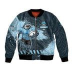 Personalised Cronulla Sutherland Sharks Rugby Bomber Jacket Sharkies Mascot - Sporty Splash Art Style