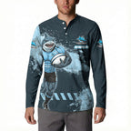 Personalised Cronulla Sutherland Sharks Rugby Button Sweatshirt Sharkies Mascot - Sporty Splash Art Style