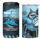 Personalised Cronulla Sutherland Sharks Rugby 4 in 1 Can Cooler Tumbler Sharkies Mascot - Sporty Splash Art Style