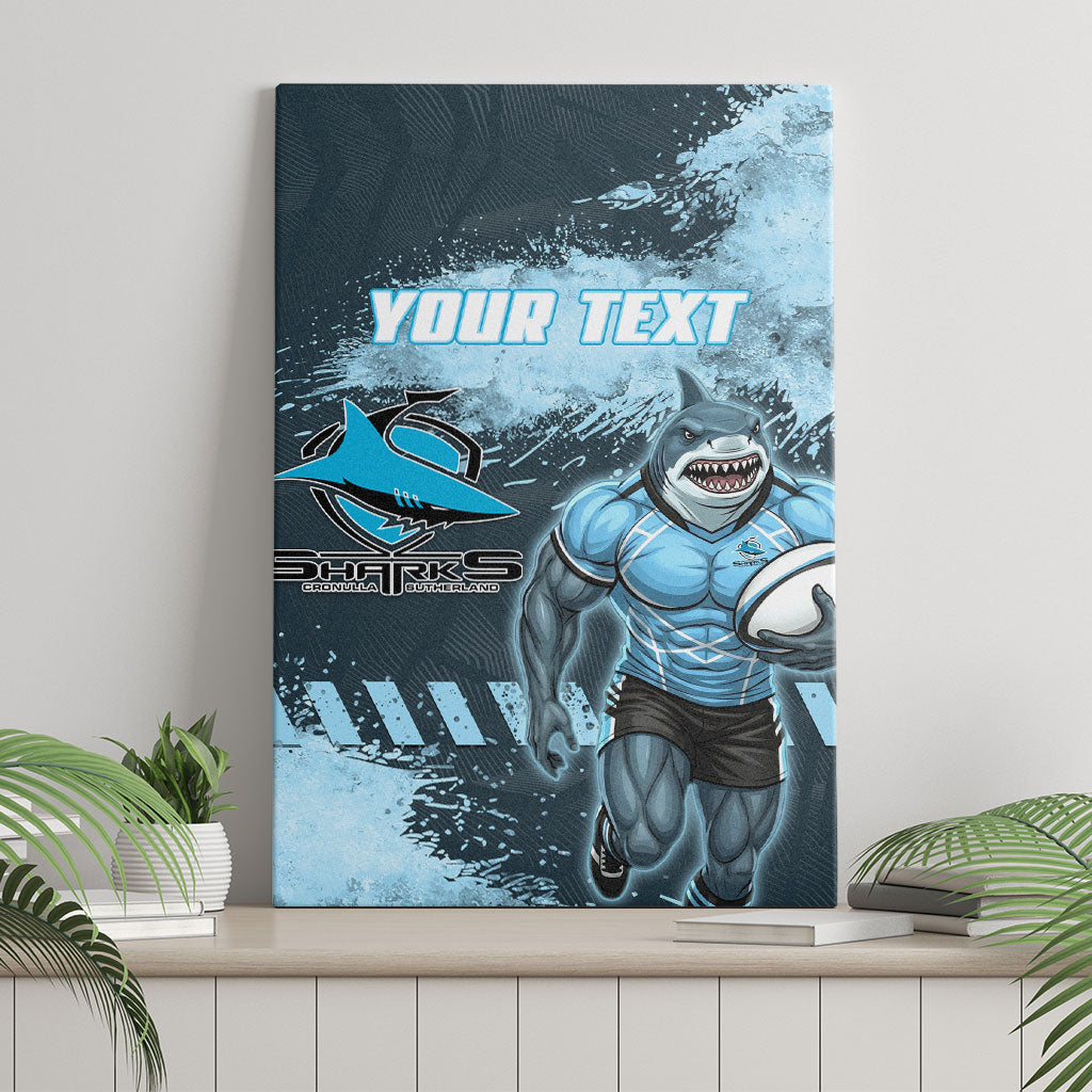 Personalised Cronulla Sutherland Sharks Rugby Canvas Wall Art Sharkies Mascot - Sporty Splash Art Style