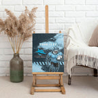 Personalised Cronulla Sutherland Sharks Rugby Canvas Wall Art Sharkies Mascot - Sporty Splash Art Style