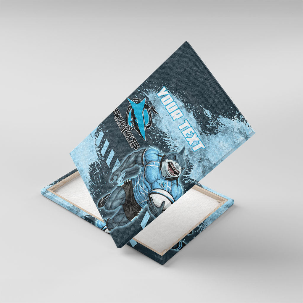 Personalised Cronulla Sutherland Sharks Rugby Canvas Wall Art Sharkies Mascot - Sporty Splash Art Style