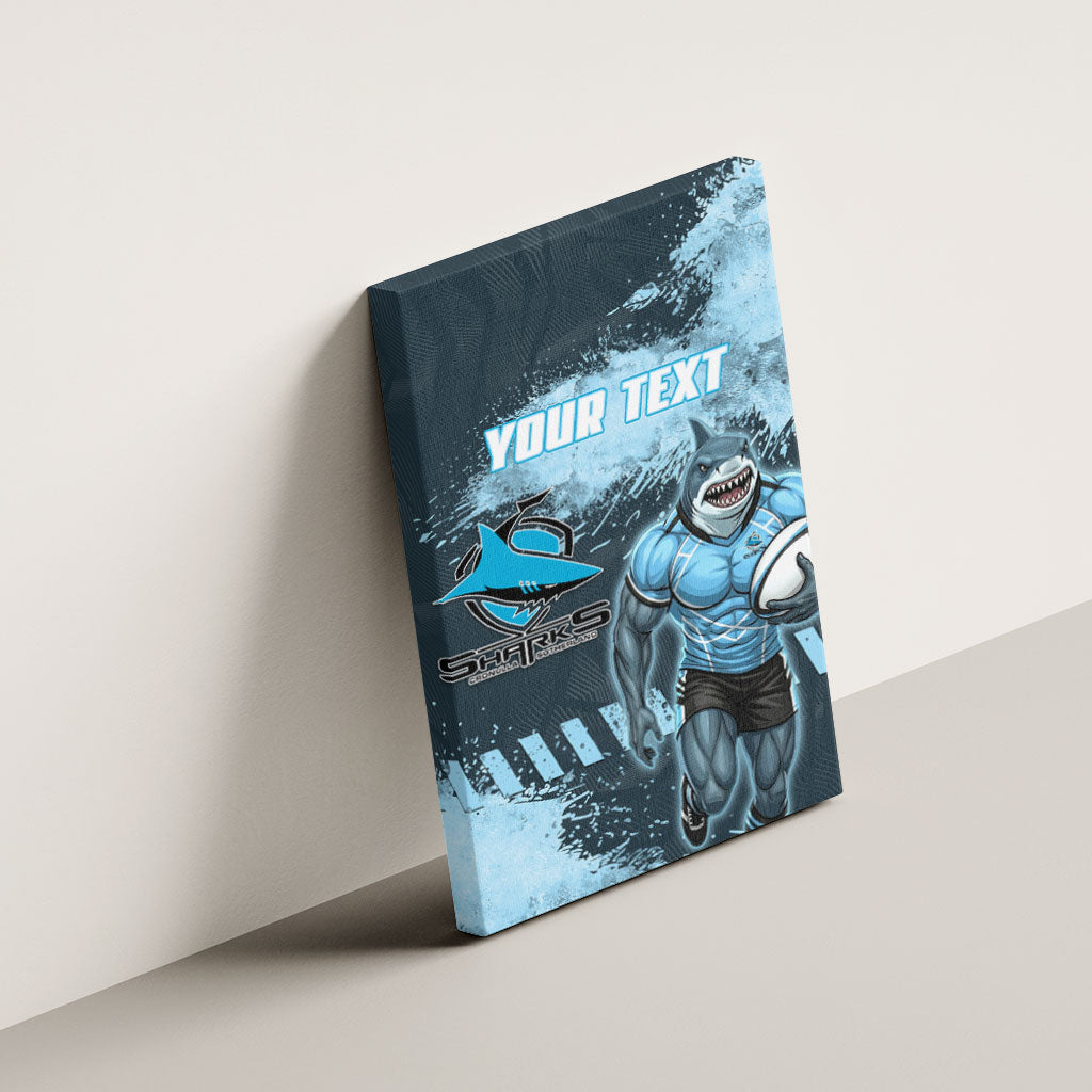 Personalised Cronulla Sutherland Sharks Rugby Canvas Wall Art Sharkies Mascot - Sporty Splash Art Style