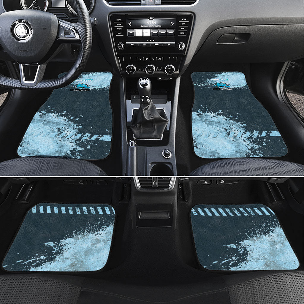 Personalised Cronulla Sutherland Sharks Rugby Car Mats Sharkies Mascot - Sporty Splash Art Style