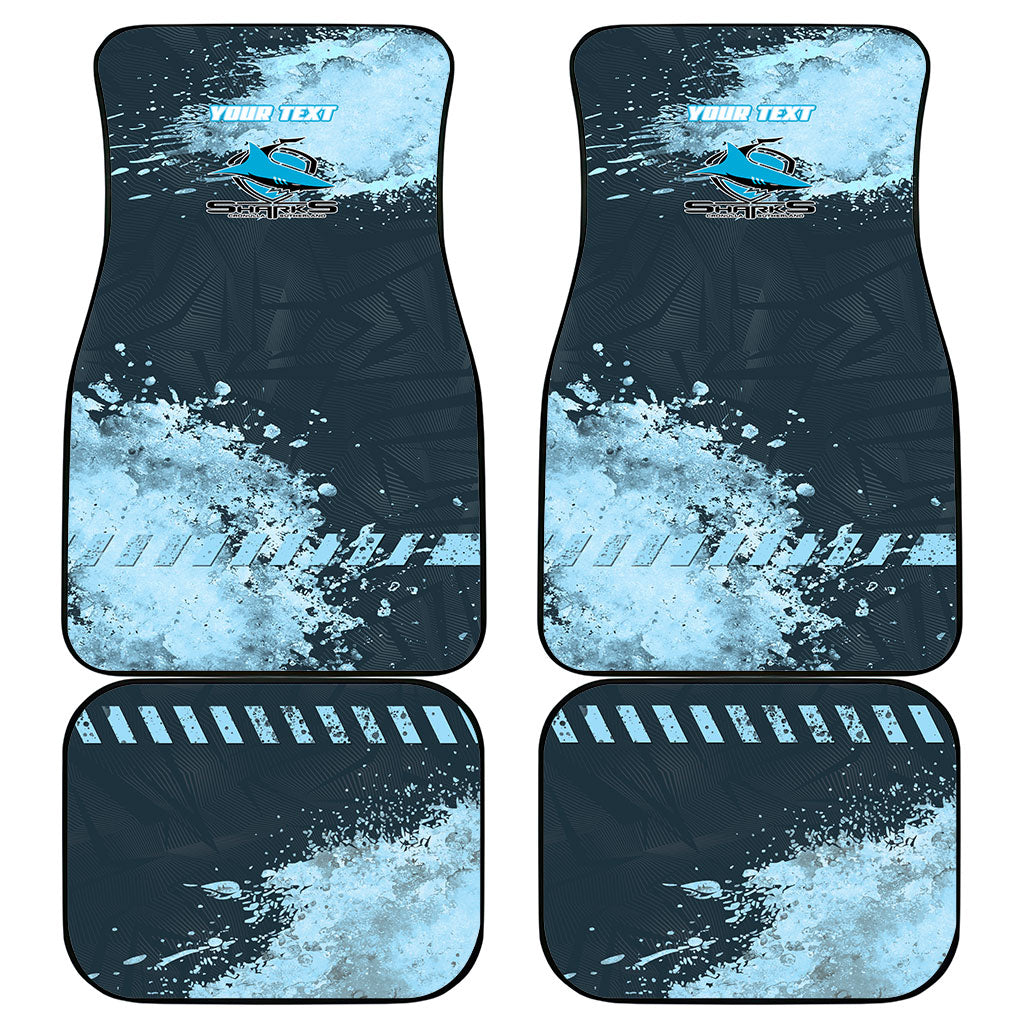 Personalised Cronulla Sutherland Sharks Rugby Car Mats Sharkies Mascot - Sporty Splash Art Style