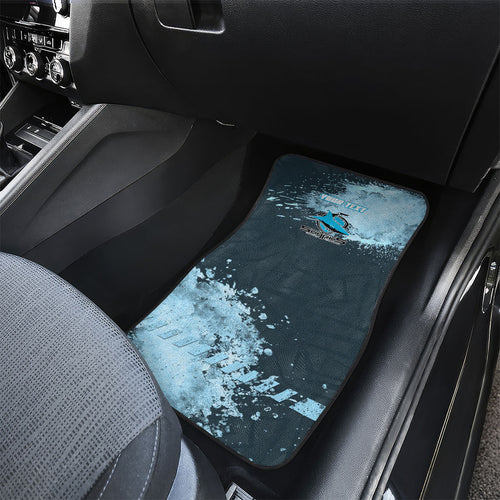Personalised Cronulla Sutherland Sharks Rugby Car Mats Sharkies Mascot - Sporty Splash Art Style