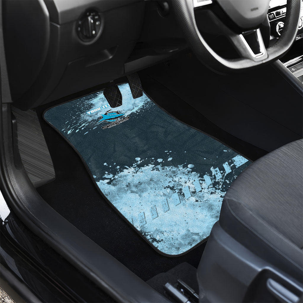 Personalised Cronulla Sutherland Sharks Rugby Car Mats Sharkies Mascot - Sporty Splash Art Style