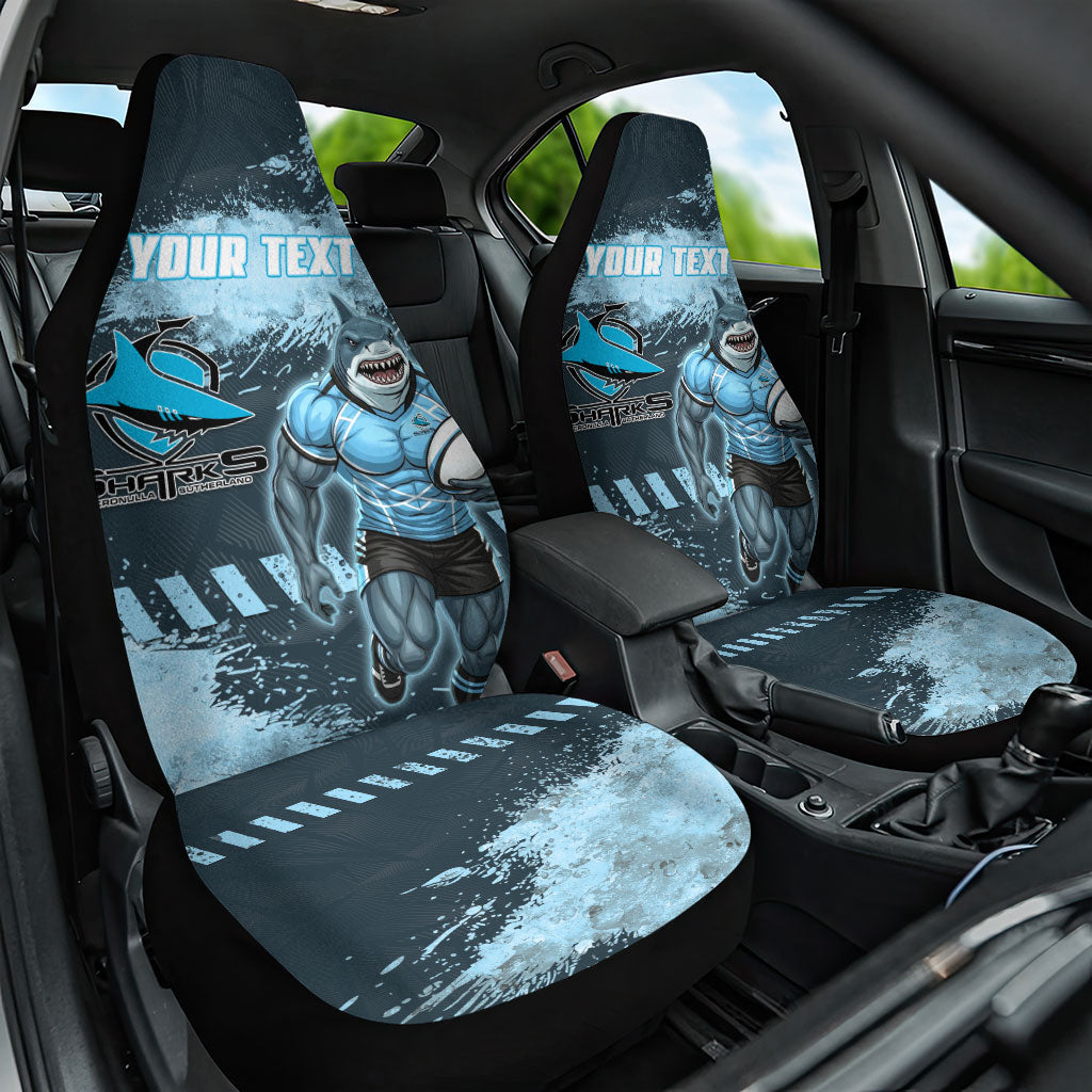 Personalised Cronulla Sutherland Sharks Rugby Car Seat Cover Sharkies Mascot - Sporty Splash Art Style