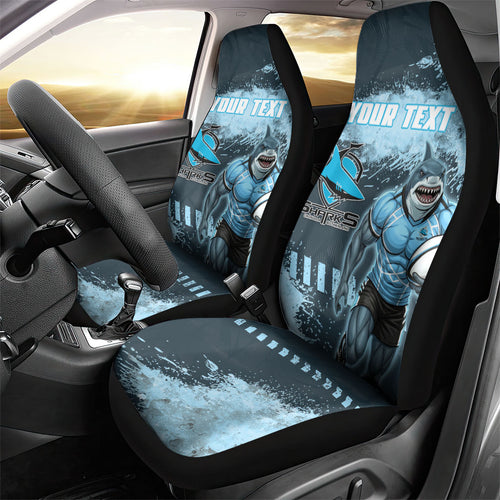 Personalised Cronulla Sutherland Sharks Rugby Car Seat Cover Sharkies Mascot - Sporty Splash Art Style