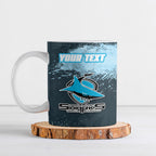 Personalised Cronulla Sutherland Sharks Rugby Ceramic Mug Sharkies Mascot - Sporty Splash Art Style