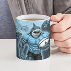 Personalised Cronulla Sutherland Sharks Rugby Ceramic Mug Sharkies Mascot - Sporty Splash Art Style