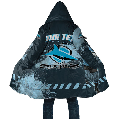 Personalised Cronulla Sutherland Sharks Rugby Cloak Sharkies Mascot - Sporty Splash Art Style