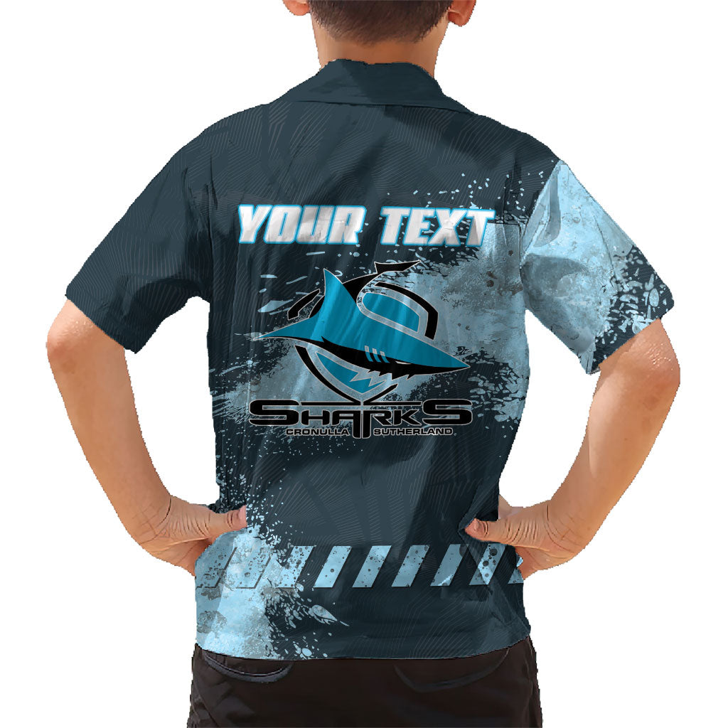 Personalised Cronulla Sutherland Sharks Rugby Family Matching Long Sleeve Bodycon Dress and Hawaiian Shirt Sharkies Mascot - Sporty Splash Art Style