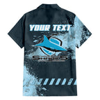 Personalised Cronulla Sutherland Sharks Rugby Family Matching Long Sleeve Bodycon Dress and Hawaiian Shirt Sharkies Mascot - Sporty Splash Art Style
