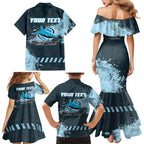 Personalised Cronulla Sutherland Sharks Rugby Family Matching Mermaid Dress and Hawaiian Shirt Sharkies Mascot - Sporty Splash Art Style