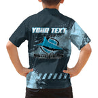 Personalised Cronulla Sutherland Sharks Rugby Family Matching Summer Maxi Dress and Hawaiian Shirt Sharkies Mascot - Sporty Splash Art Style