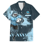 Personalised Cronulla Sutherland Sharks Rugby Family Matching Summer Maxi Dress and Hawaiian Shirt Sharkies Mascot - Sporty Splash Art Style