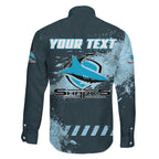 Personalised Cronulla Sutherland Sharks Rugby Family Matching Summer Maxi Dress and Hawaiian Shirt Sharkies Mascot - Sporty Splash Art Style