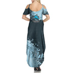 Personalised Cronulla Sutherland Sharks Rugby Family Matching Summer Maxi Dress and Hawaiian Shirt Sharkies Mascot - Sporty Splash Art Style