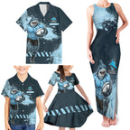 Personalised Cronulla Sutherland Sharks Rugby Family Matching Tank Maxi Dress and Hawaiian Shirt Sharkies Mascot - Sporty Splash Art Style