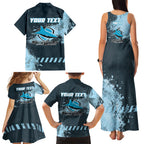 Personalised Cronulla Sutherland Sharks Rugby Family Matching Tank Maxi Dress and Hawaiian Shirt Sharkies Mascot - Sporty Splash Art Style