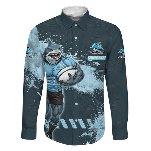 Personalised Cronulla Sutherland Sharks Rugby Family Matching Tank Maxi Dress and Hawaiian Shirt Sharkies Mascot - Sporty Splash Art Style