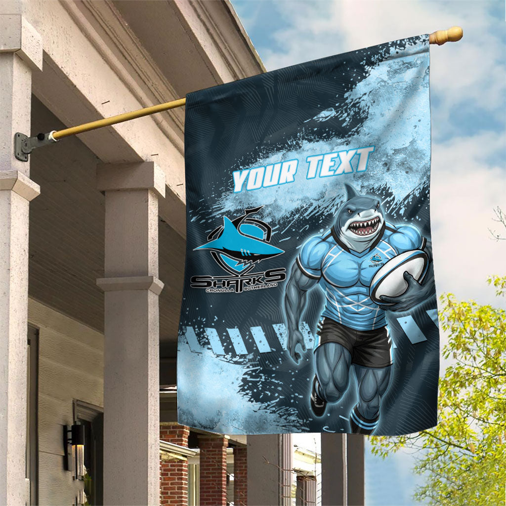 Personalised Cronulla Sutherland Sharks Rugby Garden Flag Sharkies Mascot - Sporty Splash Art Style