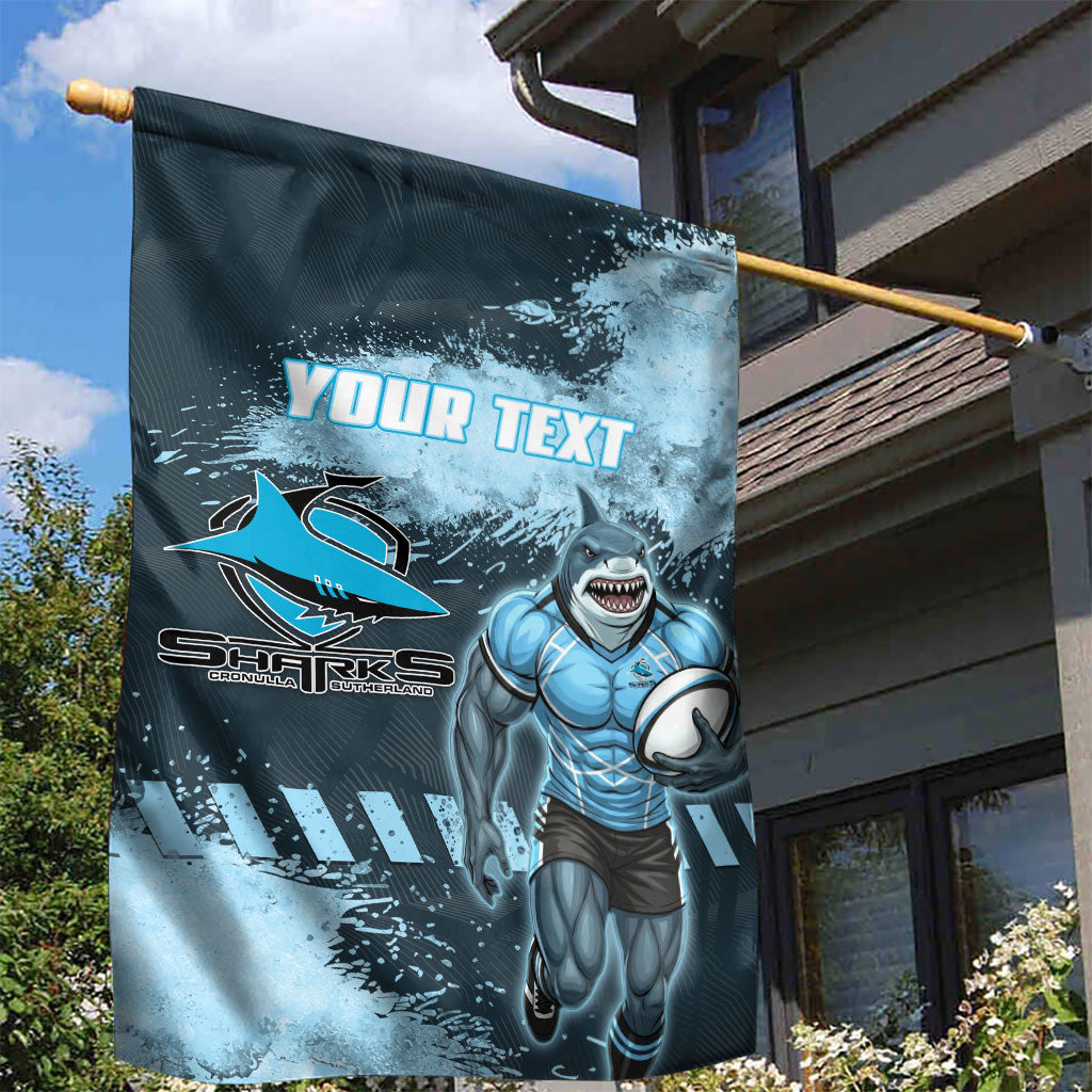 Personalised Cronulla Sutherland Sharks Rugby Garden Flag Sharkies Mascot - Sporty Splash Art Style