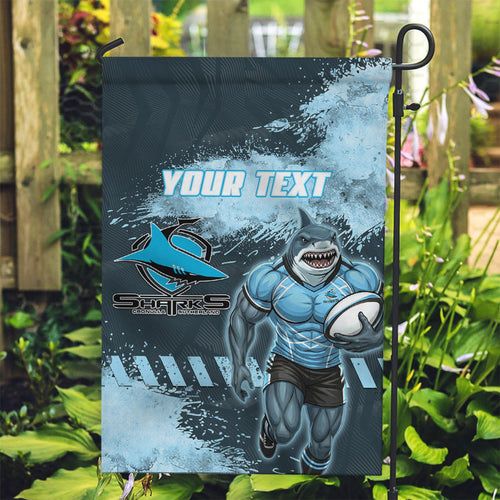 Personalised Cronulla Sutherland Sharks Rugby Garden Flag Sharkies Mascot - Sporty Splash Art Style