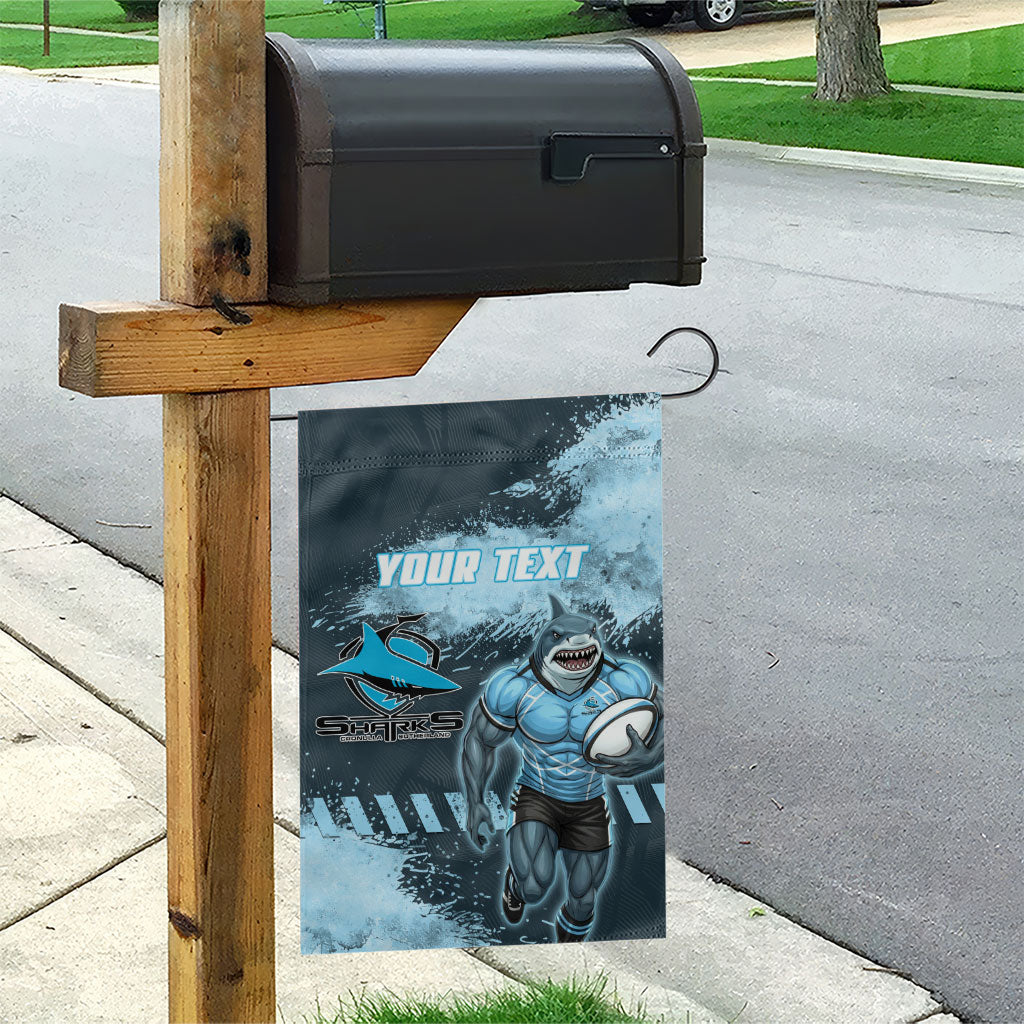 Personalised Cronulla Sutherland Sharks Rugby Garden Flag Sharkies Mascot - Sporty Splash Art Style