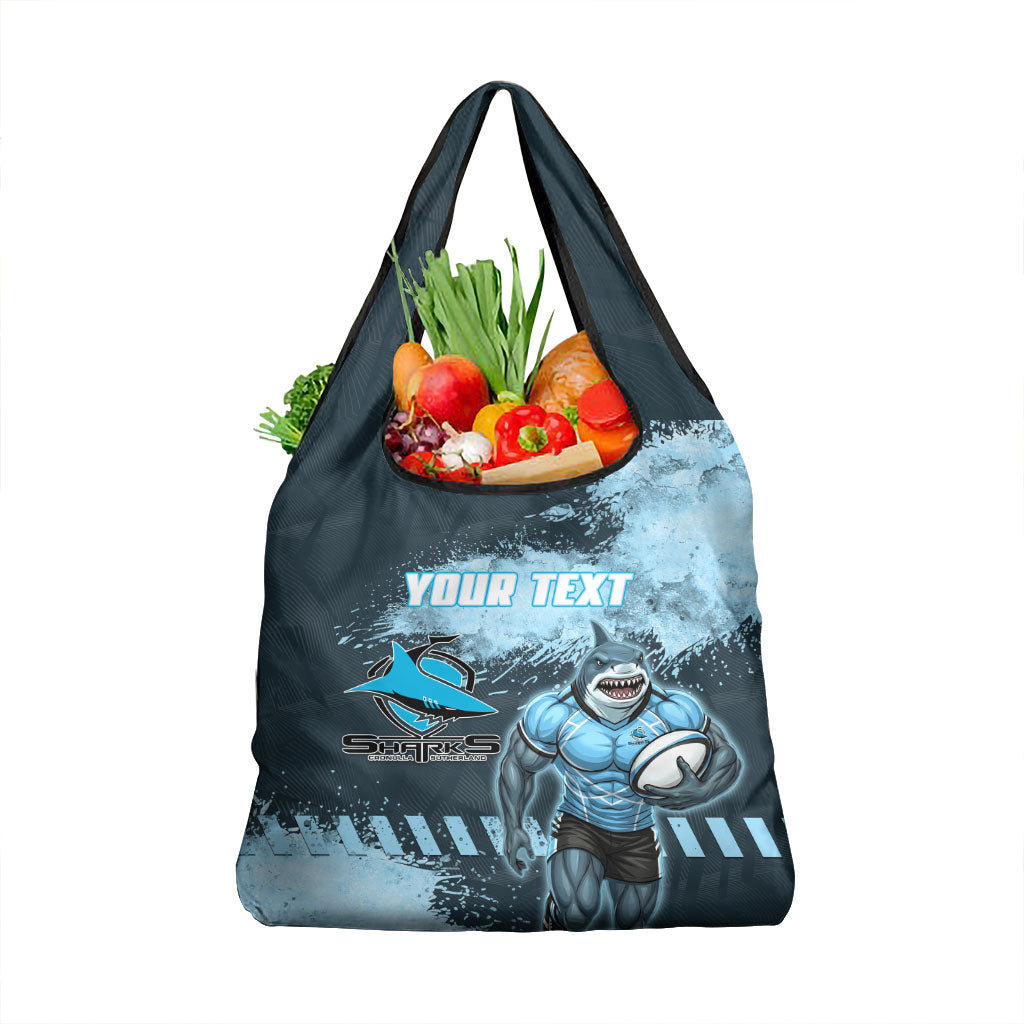 Personalised Cronulla Sutherland Sharks Rugby Grocery Bag Sharkies Mascot - Sporty Splash Art Style