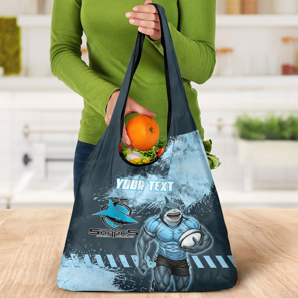 Personalised Cronulla Sutherland Sharks Rugby Grocery Bag Sharkies Mascot - Sporty Splash Art Style
