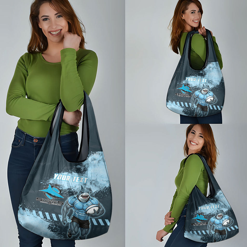 Personalised Cronulla Sutherland Sharks Rugby Grocery Bag Sharkies Mascot - Sporty Splash Art Style