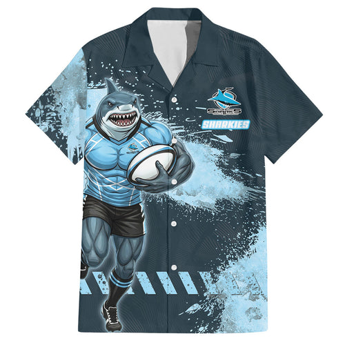 Personalised Cronulla Sutherland Sharks Rugby Hawaiian Shirt Sharkies Mascot - Sporty Splash Art Style