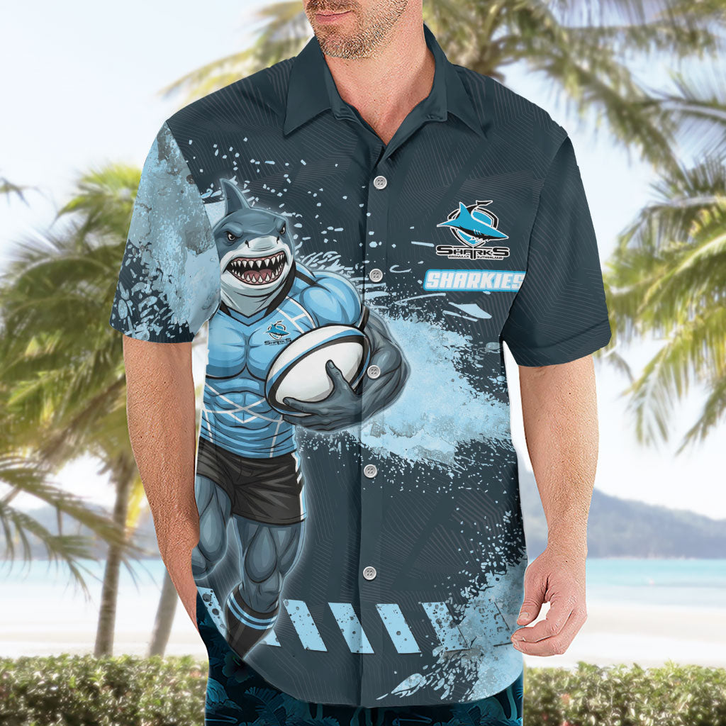 Personalised Cronulla Sutherland Sharks Rugby Hawaiian Shirt Sharkies Mascot - Sporty Splash Art Style