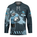 Personalised Cronulla Sutherland Sharks Rugby Hockey Jersey Sharkies Mascot - Sporty Splash Art Style