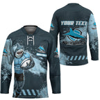 Personalised Cronulla Sutherland Sharks Rugby Hockey Jersey Sharkies Mascot - Sporty Splash Art Style