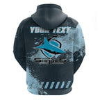 Personalised Cronulla Sutherland Sharks Rugby Hoodie Sharkies Mascot - Sporty Splash Art Style