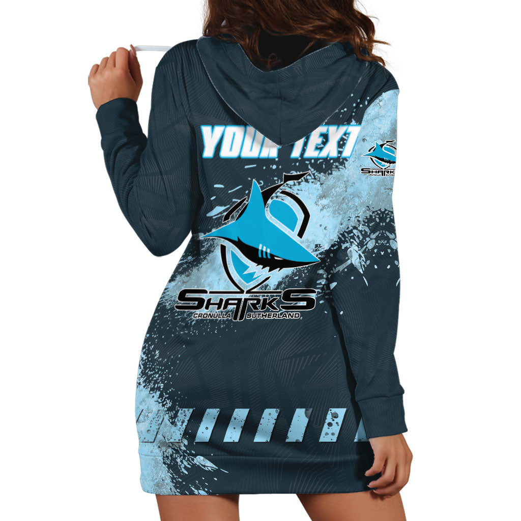 Personalised Cronulla Sutherland Sharks Rugby Hoodie Dress Sharkies Mascot - Sporty Splash Art Style