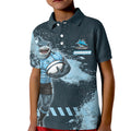 Personalised Cronulla Sutherland Sharks Rugby Kid Polo Shirt Sharkies Mascot - Sporty Splash Art Style