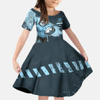 Personalised Cronulla Sutherland Sharks Rugby Kid Short Sleeve Dress Sharkies Mascot - Sporty Splash Art Style