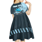 Personalised Cronulla Sutherland Sharks Rugby Kid Short Sleeve Dress Sharkies Mascot - Sporty Splash Art Style