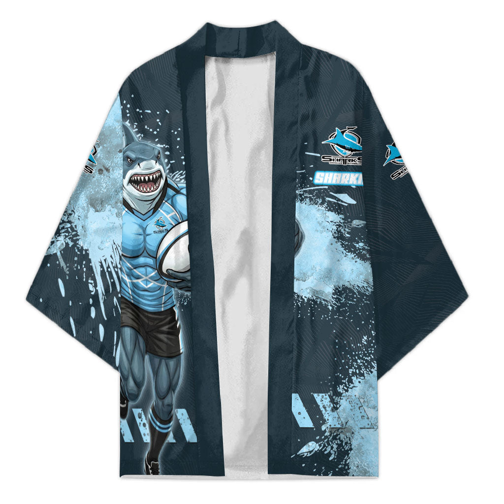 Personalised Cronulla Sutherland Sharks Rugby Kimono Sharkies Mascot - Sporty Splash Art Style