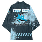 Personalised Cronulla Sutherland Sharks Rugby Kimono Sharkies Mascot - Sporty Splash Art Style