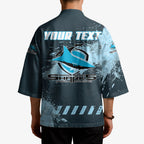 Personalised Cronulla Sutherland Sharks Rugby Kimono Sharkies Mascot - Sporty Splash Art Style