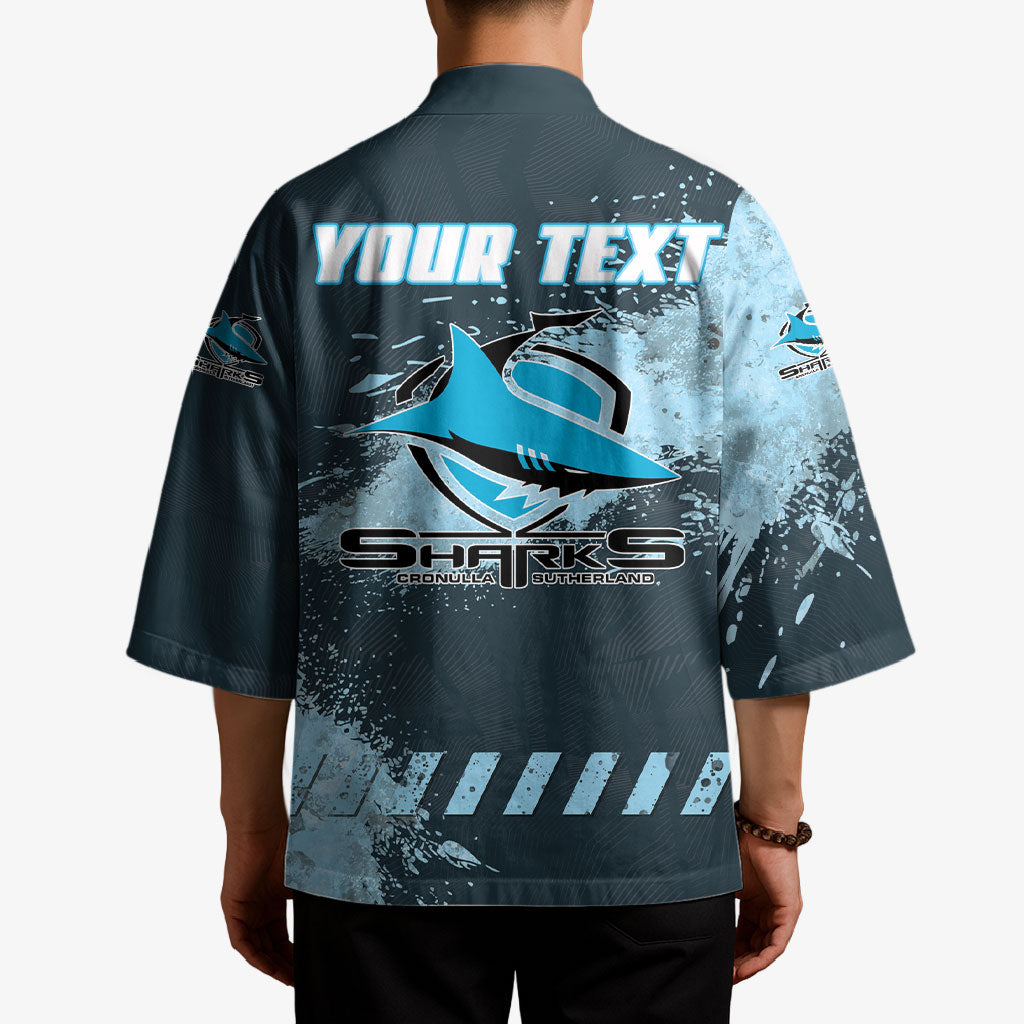 Personalised Cronulla Sutherland Sharks Rugby Kimono Sharkies Mascot - Sporty Splash Art Style