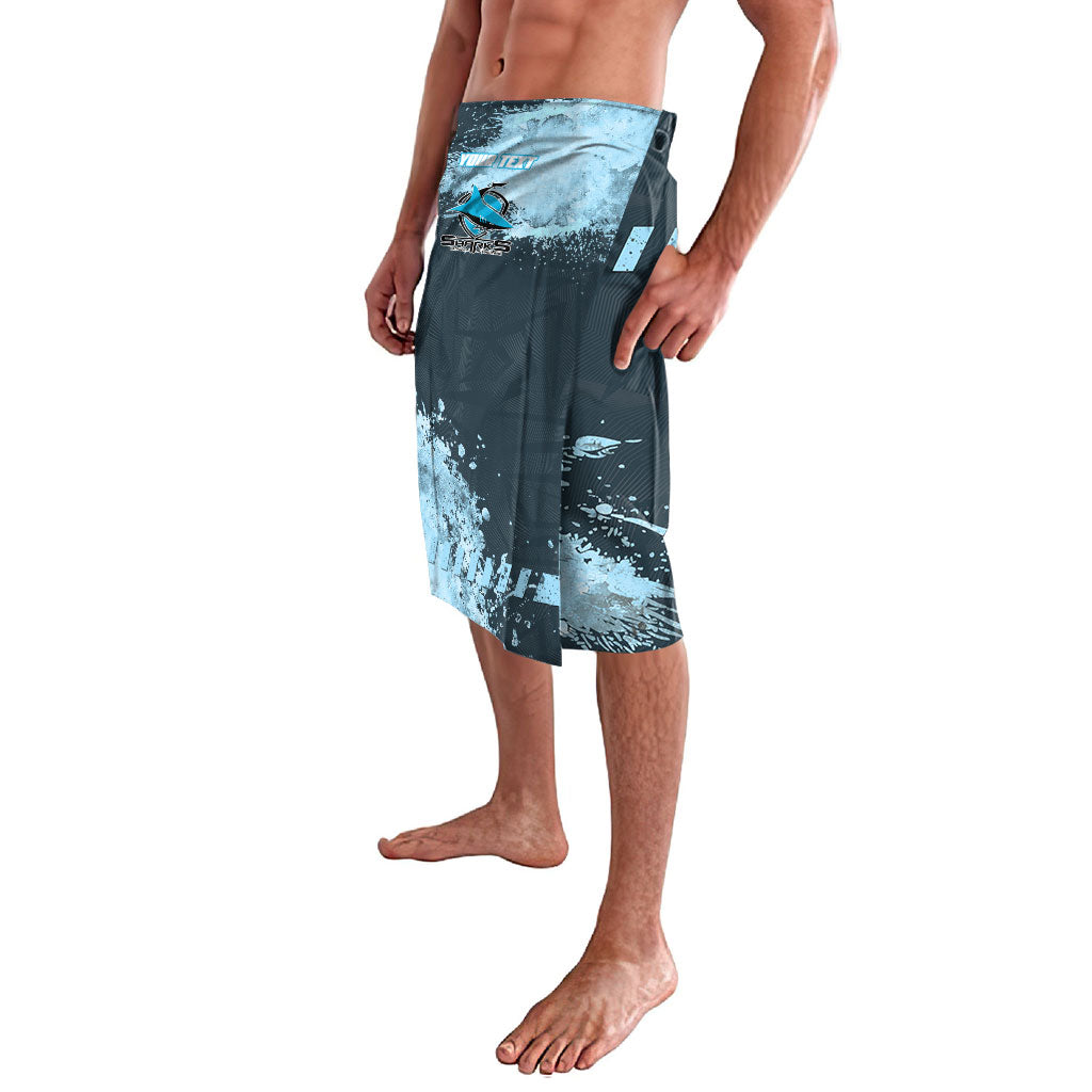Personalised Cronulla Sutherland Sharks Rugby Lavalava Sharkies Mascot - Sporty Splash Art Style